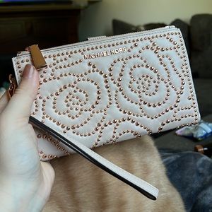 Michael kors rose gold studded wallet